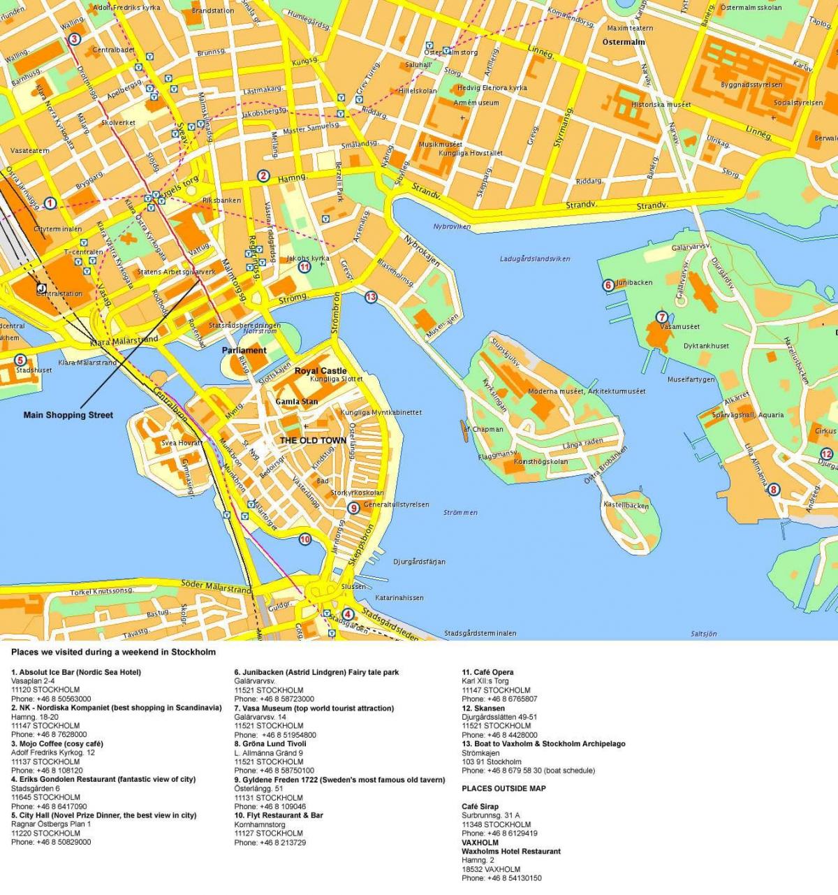 斯德哥尔摩中心的地图