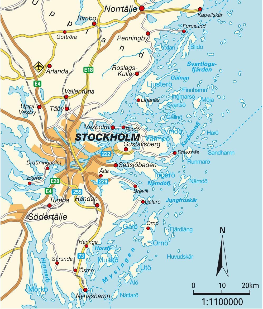 斯德哥尔摩的瑞典城的地图