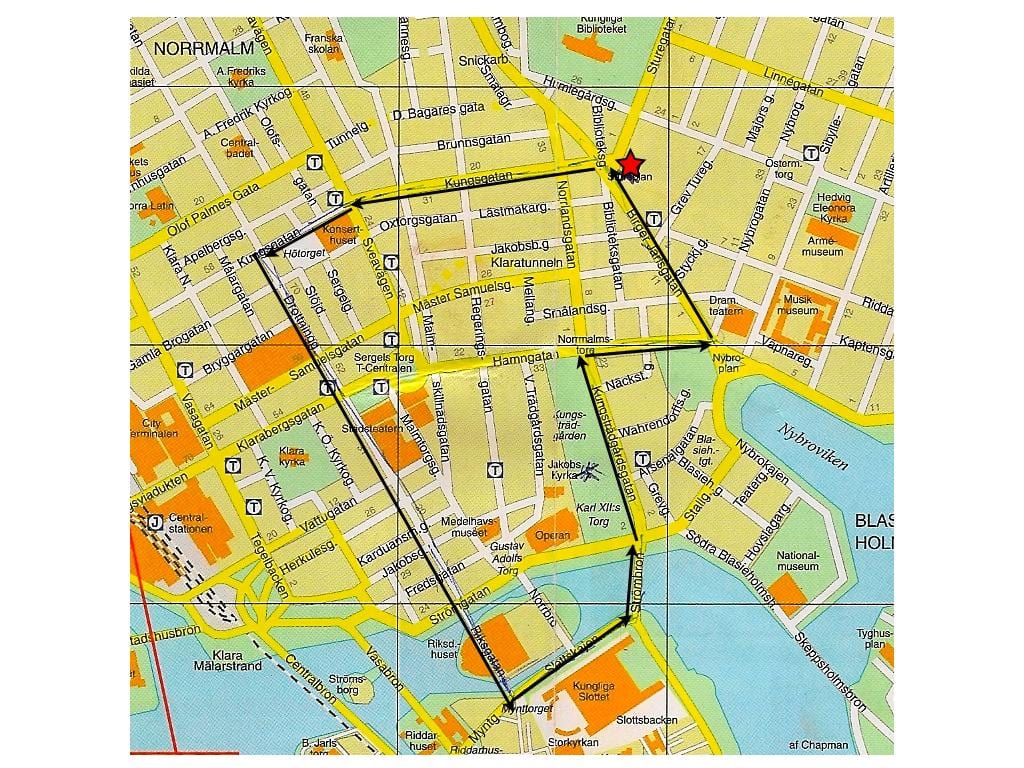 徒步行斯德哥尔摩地图