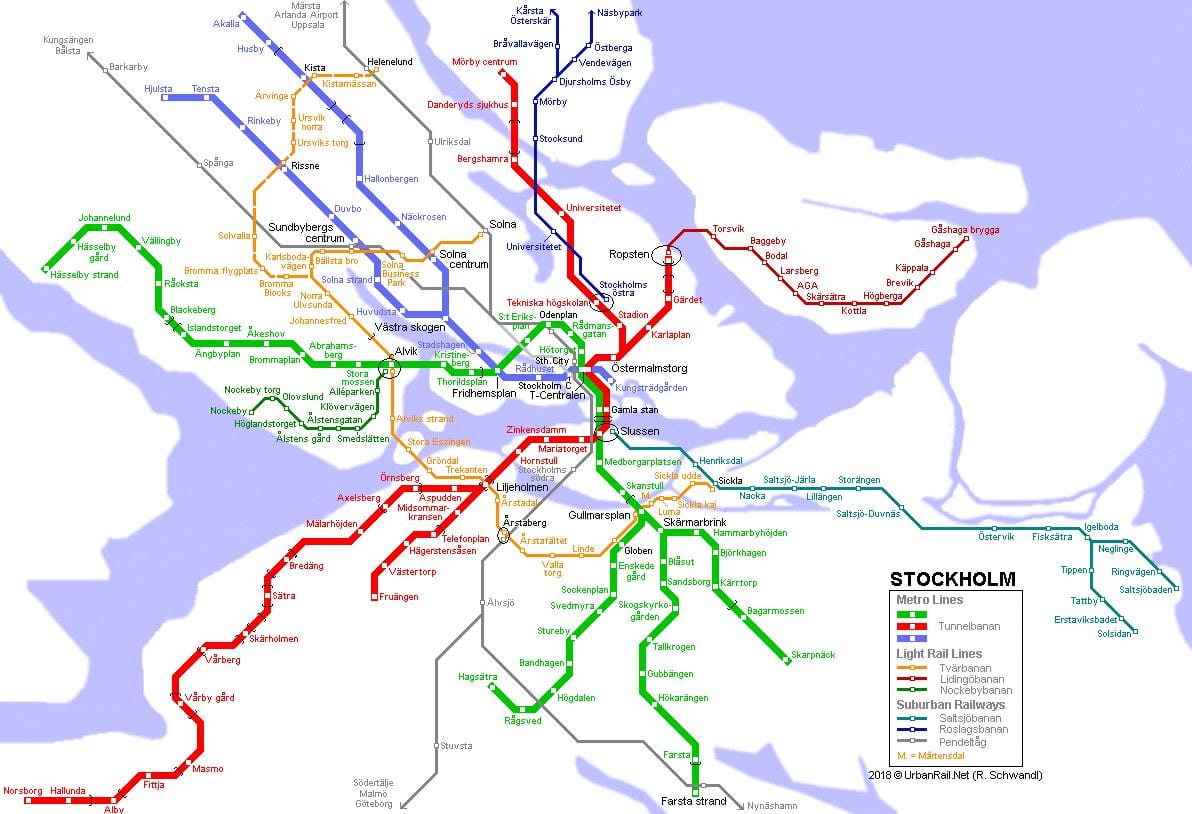 瑞典tunnelbana地图