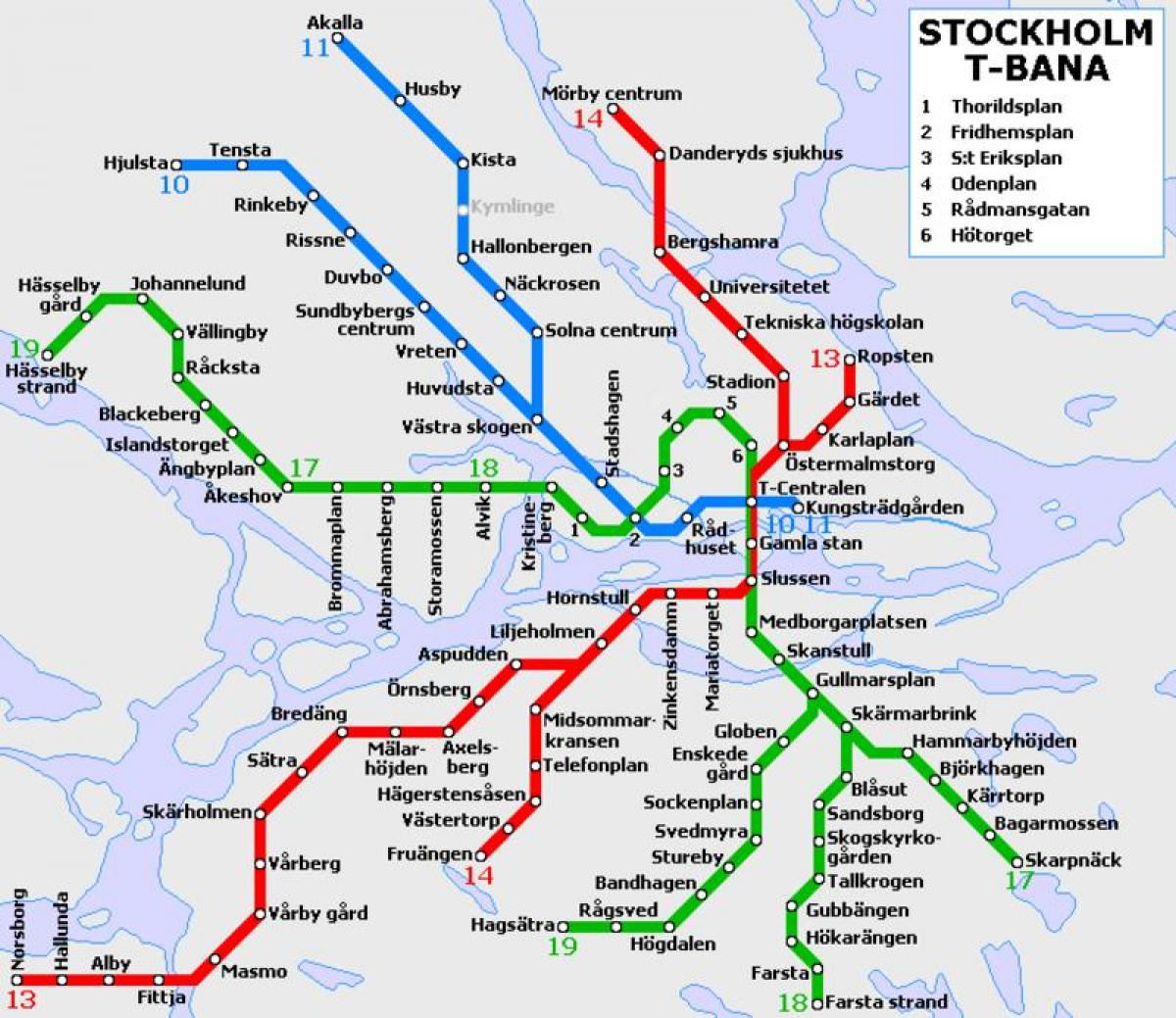 斯德哥尔摩t bahn的地图
