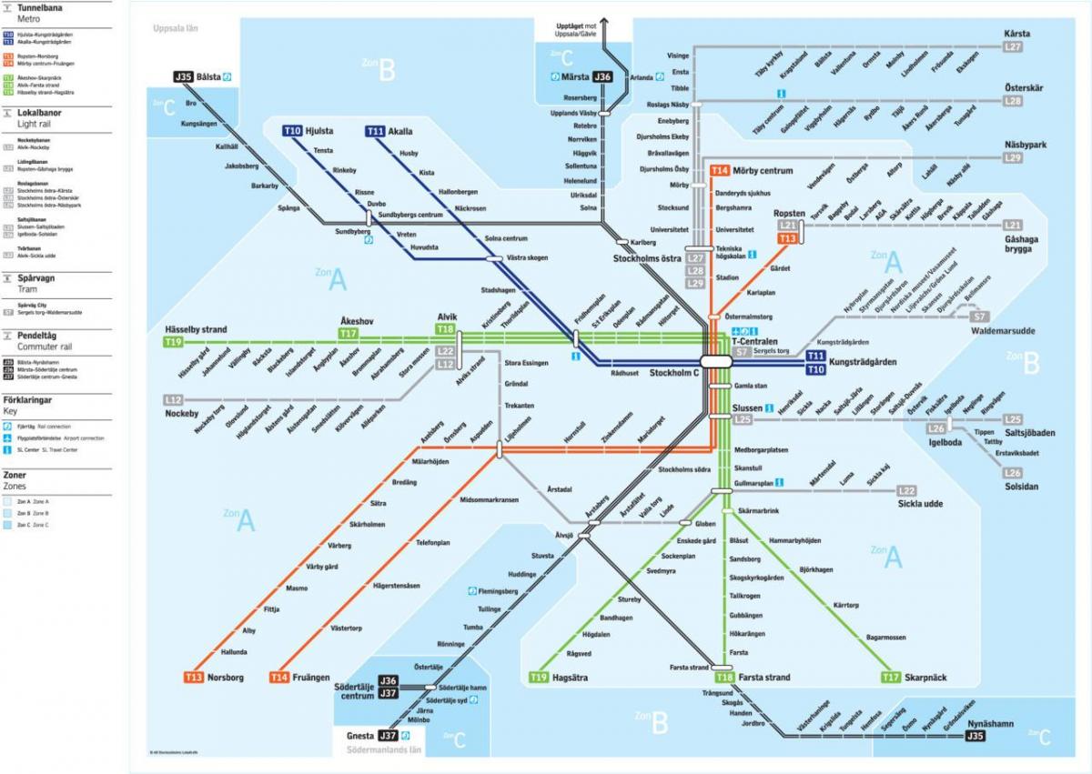 sl tunnelbana地图