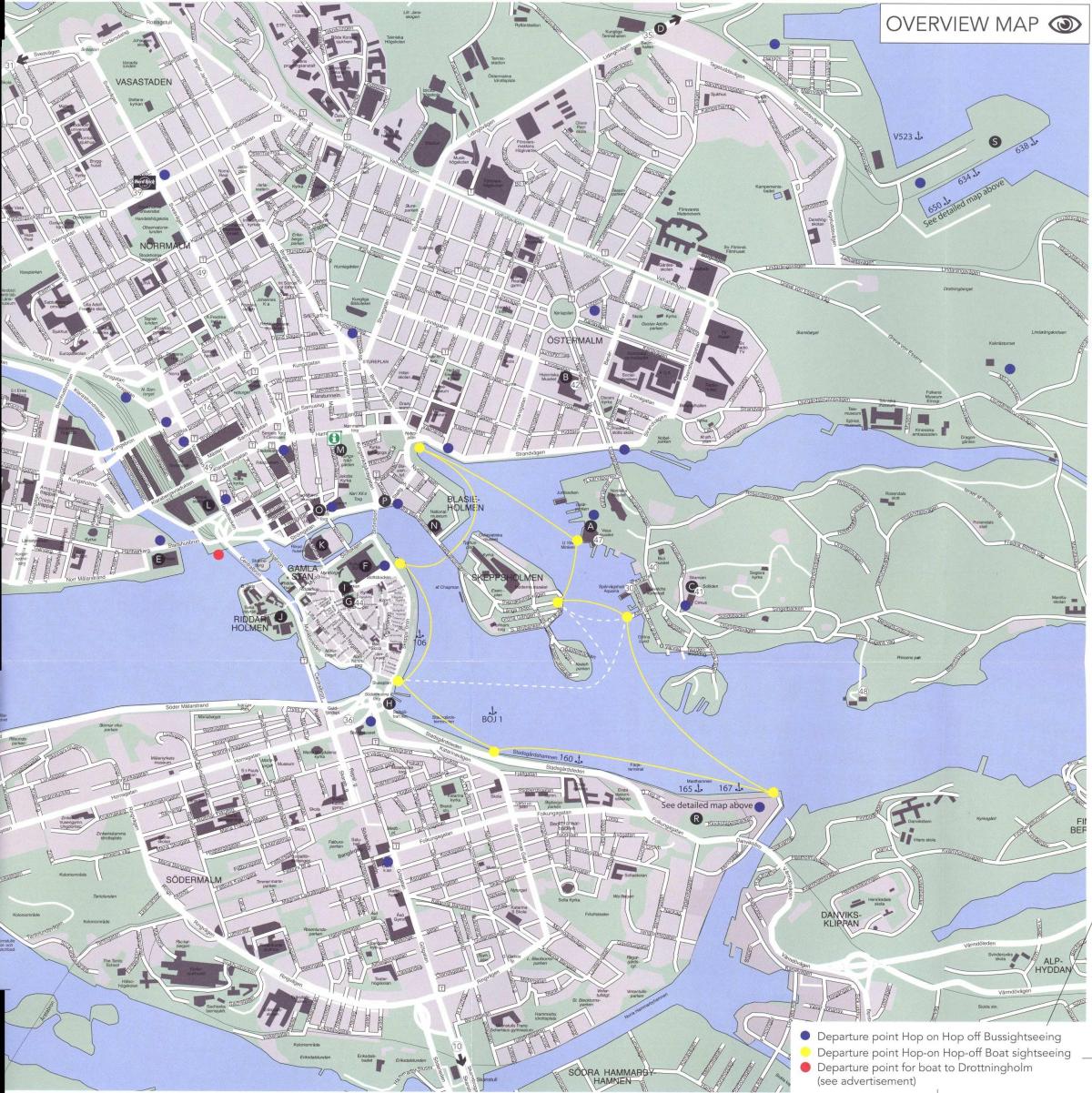 地图的斯德哥尔摩中心的