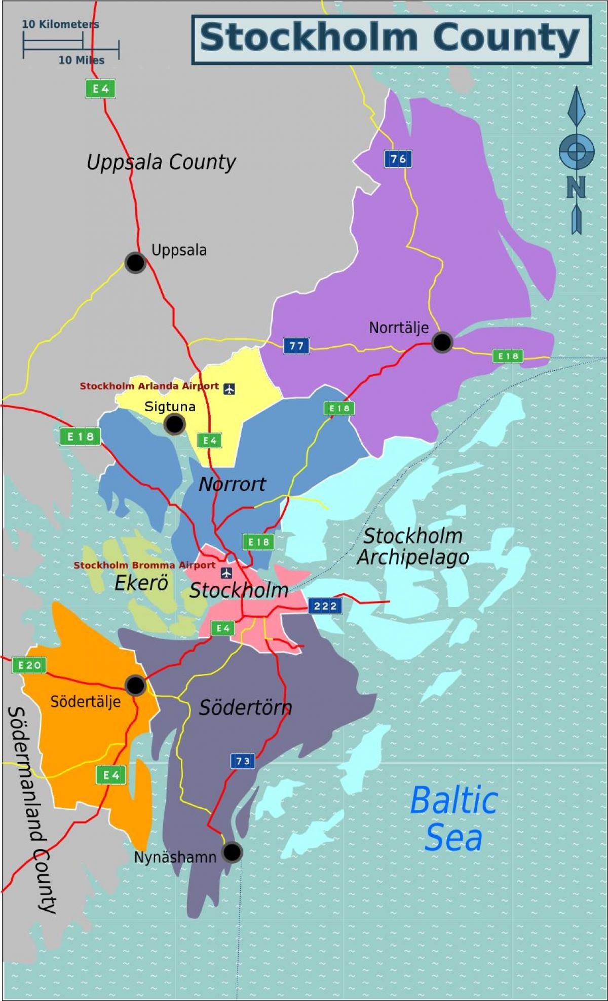 地图的斯德哥尔摩瑞典区