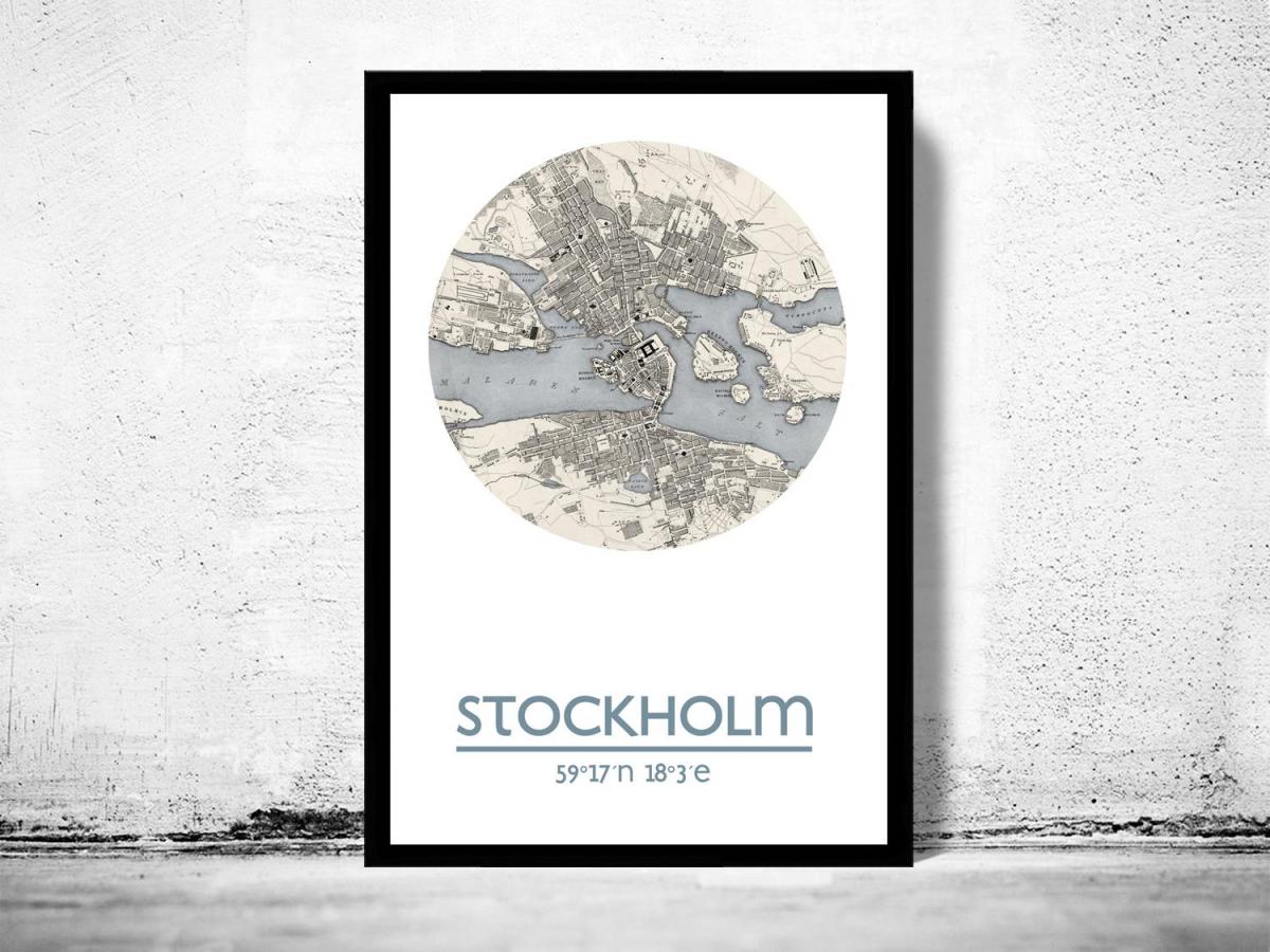 地图的斯德哥尔摩地图的海报