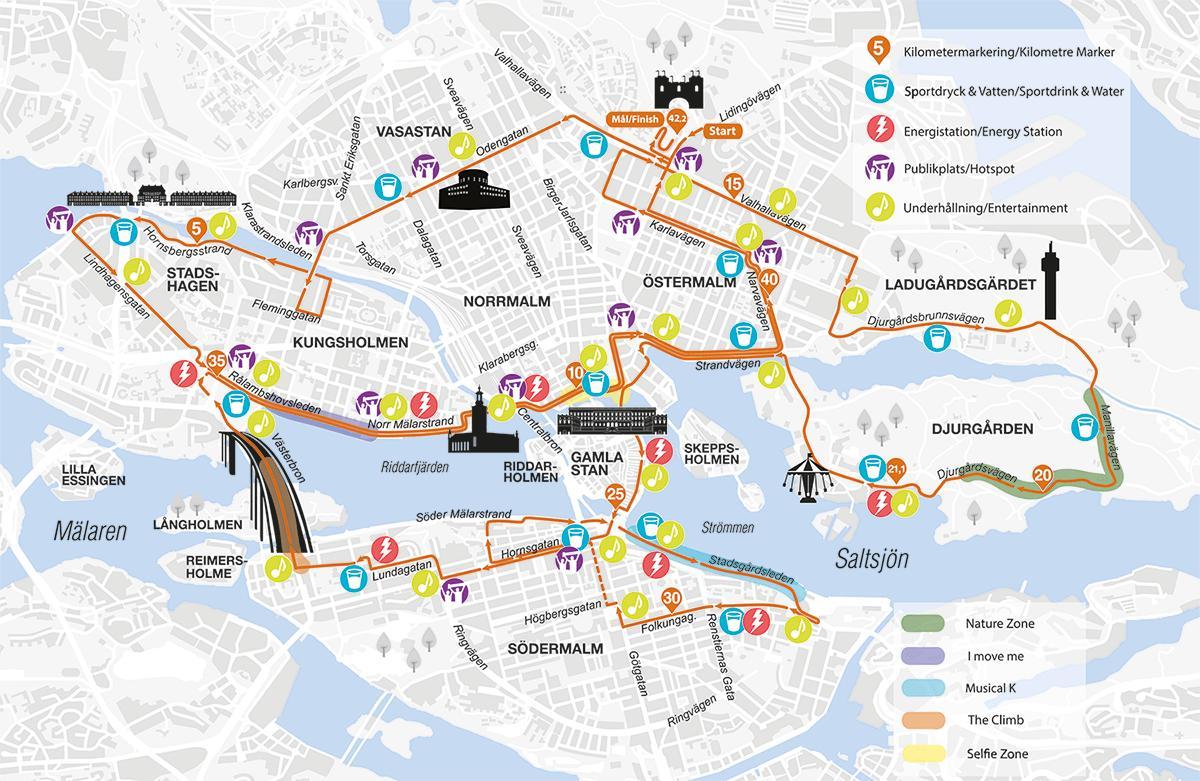 地图斯德哥尔摩的马拉松