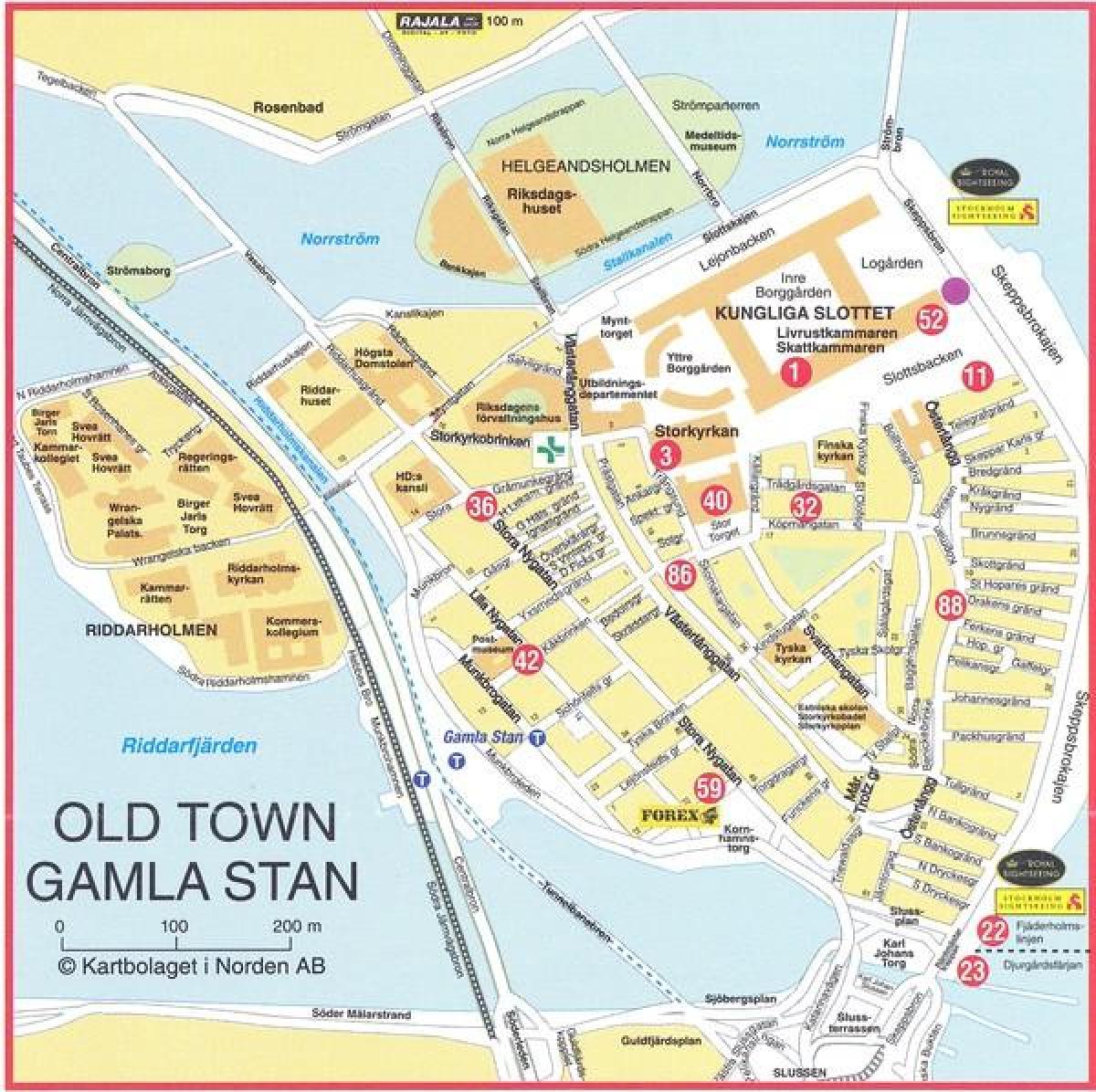 地图上的老城镇斯德哥尔摩瑞典