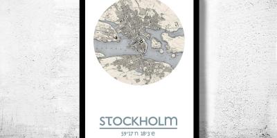 地图的斯德哥尔摩地图的海报